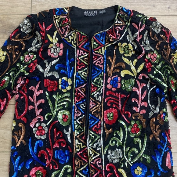 Vintage Jakelin Designs Sequin Silk Jacket - Picture 2 of 16